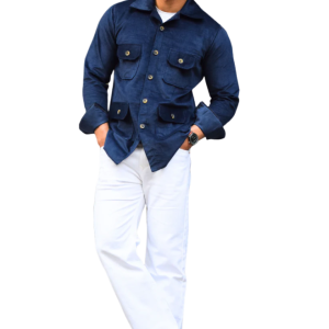 Royal Blue Corduroy Hunting Shacket Men - Buy Bold Vintage Outdoor Style | Jaipurio